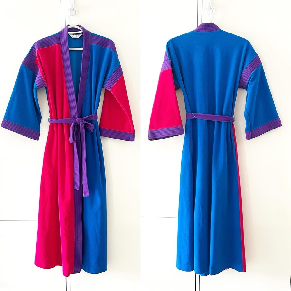 80s vintage Vanity Fair colour block velour robe